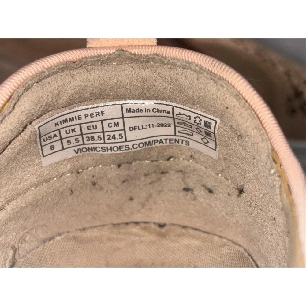 Women's 8 Vionic Kimmie Perf slip-on sneakers Pink Peach Suede Arch Support